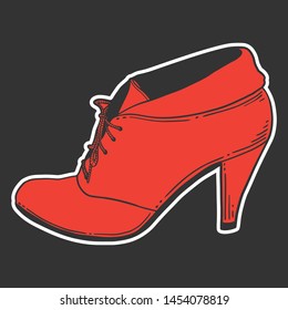 High heel shoes. Vector concept in doodle and sketch style. Hand drawn illustration for printing on T-shirts, postcards.