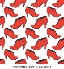 High heel shoes. Vector concept in doodle and sketch style. Hand drawn illustration for printing on T-shirts, postcards. Seamless pattern for textile, paper wrap.