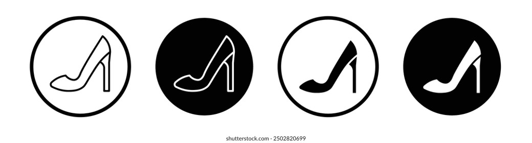 High Heel Schuhe Vektor Symbol Set schwarz gefüllt und umrissen Stil.