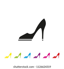 High heel stiletto vector icon. Elegant ladies foot wear symbol. 