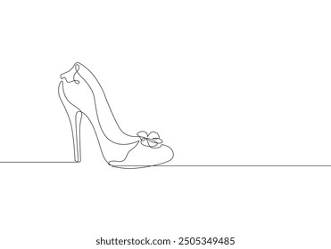 High Heel Trendy Line Art Drawing. Damen Schuh minimalistische schwarze Linien Zeichnung. Female Elegant Schuh Kontinuierlich Eine Linie Abstrakte Illustration. Vektor-EPS 10	