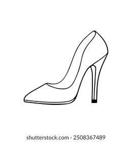 High Heel Trendy Line Art Drawing. Damen Schuh minimalistische schwarze Linien Zeichnung. Female Elegant Schuh Kontinuierlich Eine Linie Abstrakte Illustration. Vektor-EPS 10	