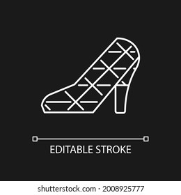 High heel wedding church white linear icon for dark theme. Unusual things. Taiwan attraction. Thin line customizable illustration. Isolated vector contour symbol for night mode. Editable stroke