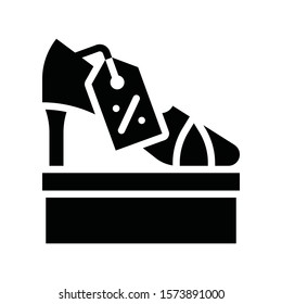 high heel women shoe and discount card vector in solid design