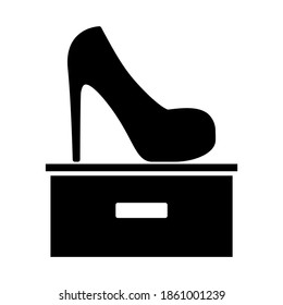 High heel women shoe icon in modern silhouette style design. Vector illustration isolated on white background.