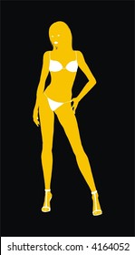 High heeled bikini girl vector.