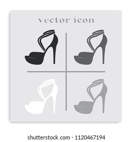 High heeled sandal flat black and white vector icon.
