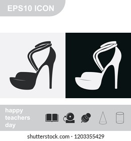 High heeled sandal flat black and white vector icon.