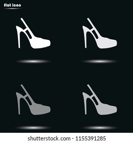 High heeled sandal flat grayscale vector icon. Shoe illustration.
