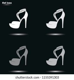 High heeled sandal flat grayscale vector icon.