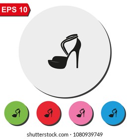 High heeled sandal flat round colorful vector icon.