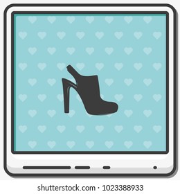 High heeled sandal flat vector icon. Casual shoe illustration.
