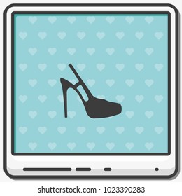 High heeled sandal flat vector icon. Shoe illustration.