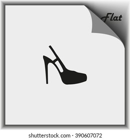High heeled sandal icon. Flat shoe illustration.