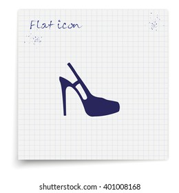 High heeled sandal icon. Flat shoe illustration.