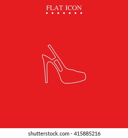 High heeled sandal icon. Flat shoe illustration.