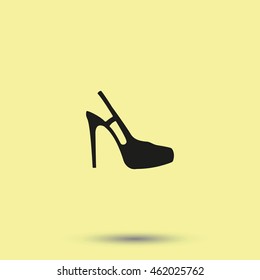 High heeled sandal icon. Flat shoe illustration.