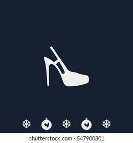 High heeled sandal icon. Flat shoe illustration.