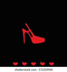 High heeled sandal icon. Flat shoe illustration.