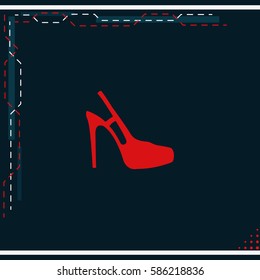 High heeled sandal icon. Flat shoe illustration.