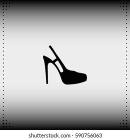 High heeled sandal icon. Flat shoe illustration.