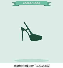 High heeled sandal icon. Flat shoe illustration.