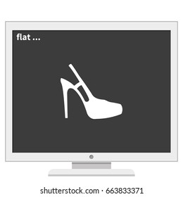High heeled sandal icon. Flat shoe illustration.