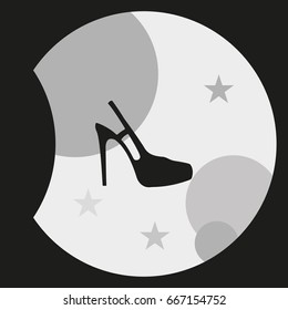 High heeled sandal icon. Flat shoe illustration.