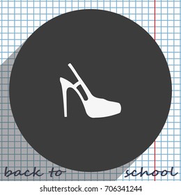 High heeled sandal icon. Flat shoe illustration.