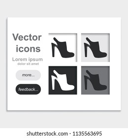 High heeled sandal placed on web page template flat vector icon. Casual shoe illustration.