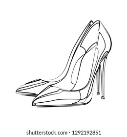 high heeled shoe contour vector illustration