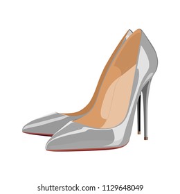high heeled shoe grey realistic vector illustration isolated no background