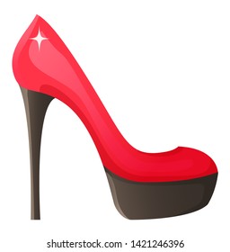 High heeled shoe, side and flat design style of fashion footwear on platform, woman glossy accessory, nightclub symbol, elegant decoration vector