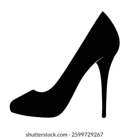 high heeled shoe silhouette vector icon on white background