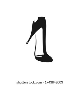 High heeled shoe symbol, icon on white backdrop. Design element