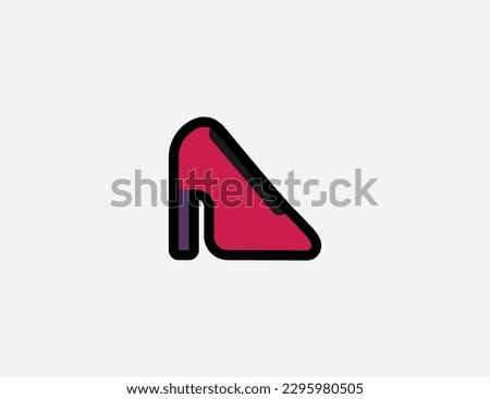 High heeled shoe vector icon. Emoji illustration. Isolated woman shoe vector emoticon