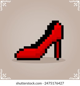 tacones altos en arte de píxeles de 8 bits para activos de juego en Ilustración vectorial.