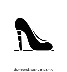 Icono negro de tacones altos, ilustración conceptual, símbolo plano vectorial, signo de glifo.