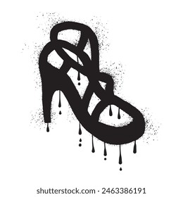 High heels with black spray paint graffiti