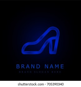 High heels blue chromium metallic logo
