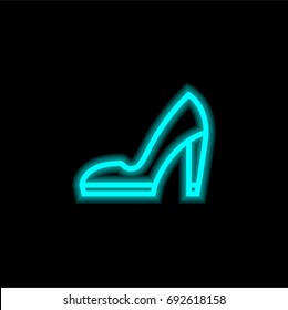 High heels blue glowing neon ui ux icon. Glowing sign logo vector