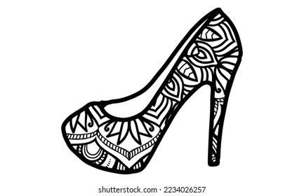 High Heels Coloring Book for Adults, A Coloring Book With High Heels Designs Coloring Page For Stress Relief, Beautiful Mandala Style Patterns, template for page decoration cards, book, logo