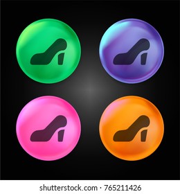 High heels crystal ball design icon in green - blue - pink and orange.