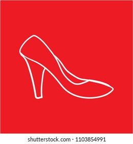 high heels doodle icon with red background