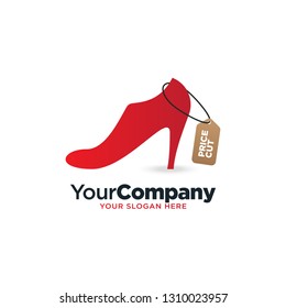 high heels female fashion shop logo template