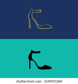 Diseño de logotipo plano de tacones altos.  Silhouette vectorial del logotipo de los tallos.