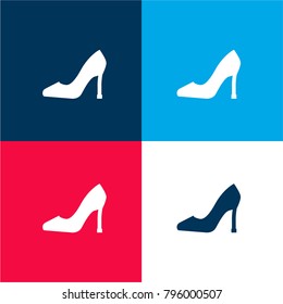 High heels four color material and minimal icon logo set in red and blue