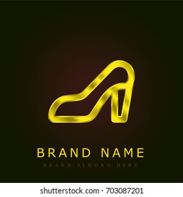 High heels golden metallic logo