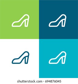 High heels green and blue material color minimal icon or logo design