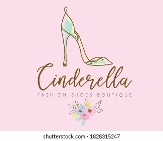 High heels hand drawn logo design